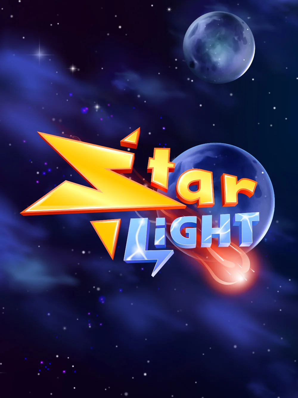 Slot celestial con estrellas, neón y atmósfera premium.